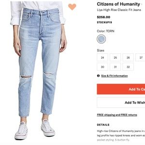 COH Liya high waist straight distressed mom jean